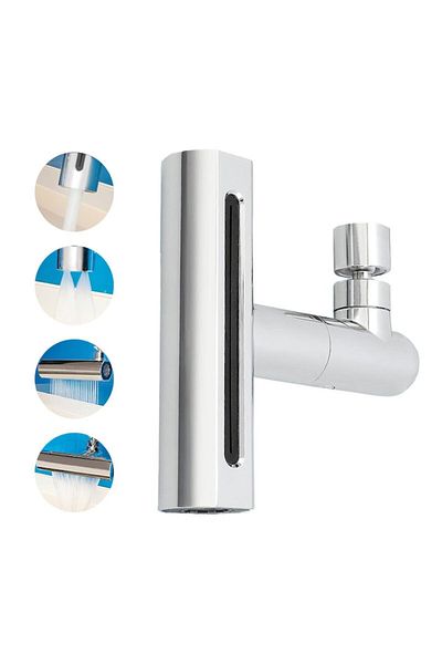 NEXTLY Adaptor robinet universal NEXTLY, pentru baie/bucatarie, 4 moduri de jet, cap rotativ 360°