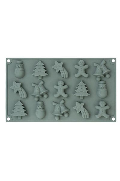 mys silicone Medy Practical Silicone Christmas Themed 15 Pack Cake, Chocolate, Candle, Soap Mold