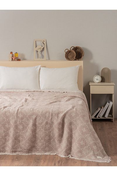 MYLASA HOME Muslin 4 Layer Aztec Patterned (Jacquard) Double Bedspread-Summer Pique 220X240Cm