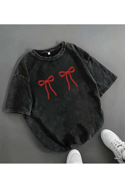 Touz Moda Μπλουζάκι Oversize με στάμπα με φιόγκο