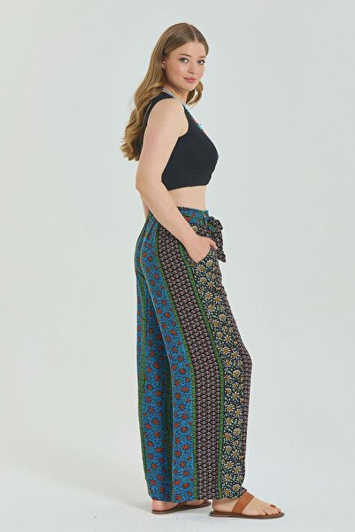 Los banditos Women's Plus Size Trousers with Elastic Waist Belt Detail