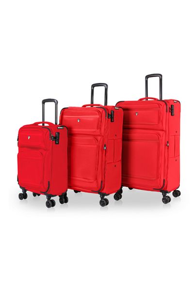 TUCCI 3-Piece Suprema Softside Detachable Wheel Luggage Trolley Set