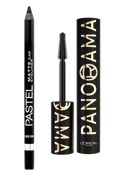Pastel Matte Waterproof Eye Pencil 320 & Panorama Volumizing Mascara All Night Black - Black
