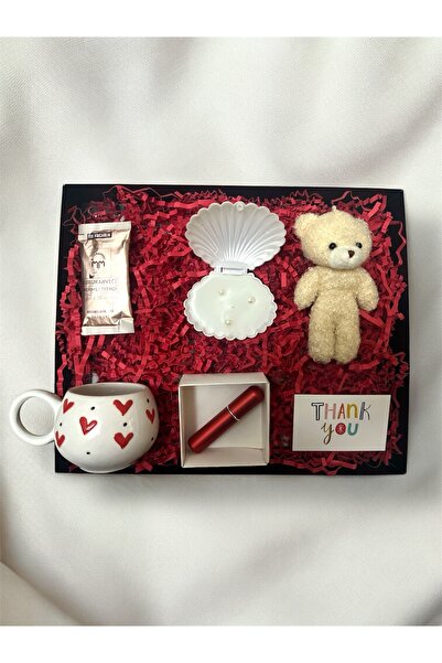 hediye butik Kişiye Özel Kalpli Kupalı Ayıcıklı Parfüm Şişeli Istiridye Mumlu...