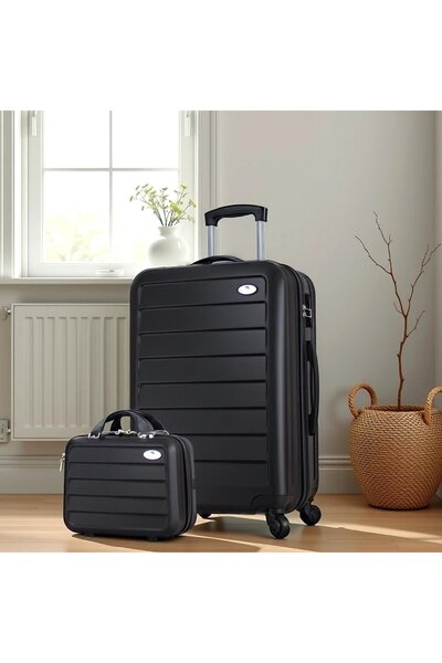 My Valice Ruby Abs Orta Ve Makyaj Boy Siyah 2'li Valiz Seti