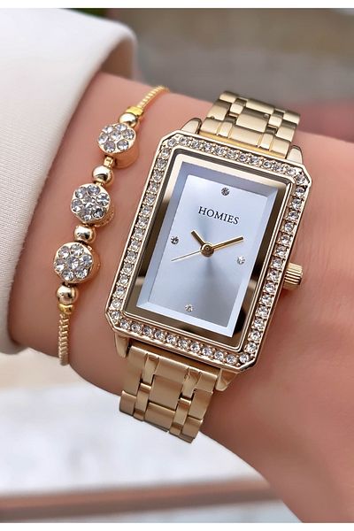 Homies Gold Color 2 Years Warranty Steel Cord Women Wrist Watch