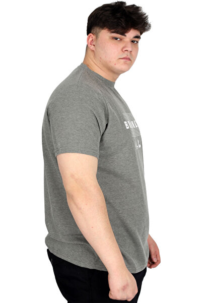 ModeXL Ανδρικό μπλουζάκι με στάμπα μεγάλου μεγέθους XL BROOKLYN WAFFLE U25002 Χακί