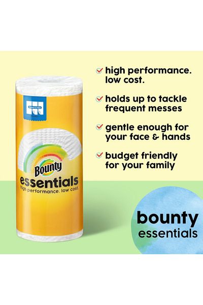 Bounty 108-Sheet Essentials High Performance Low Cost Paper Towels 11 x 5.9inch