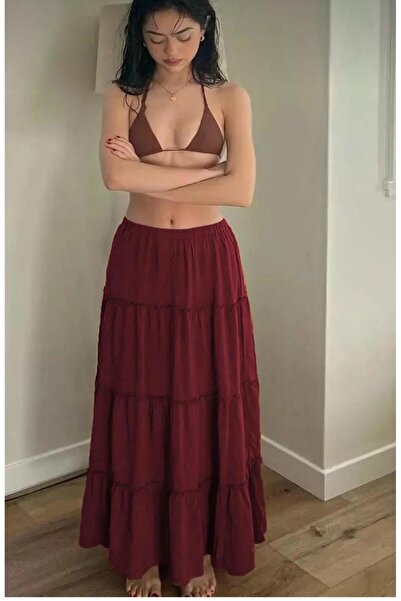 sozan تنورة نسائية طويلة ذات ثنيات أساسية