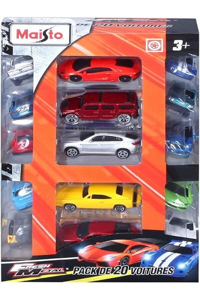 Maisto Fresh Metal 20-Pack – Die-Cast Assorted Cars and Trucks Collectible Vehicle Gift Set