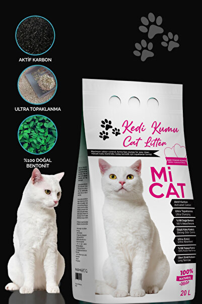 Mİ CAT 20 Litre Bebek Pudrası Kokulu Kedi Kumu Koku Hapseden Süper Topaklanan Ve Tozsuz