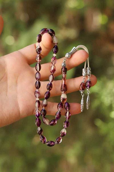 Midyat Gümüş Dünyası Men's Cat's Eye Powder Amber Rosary