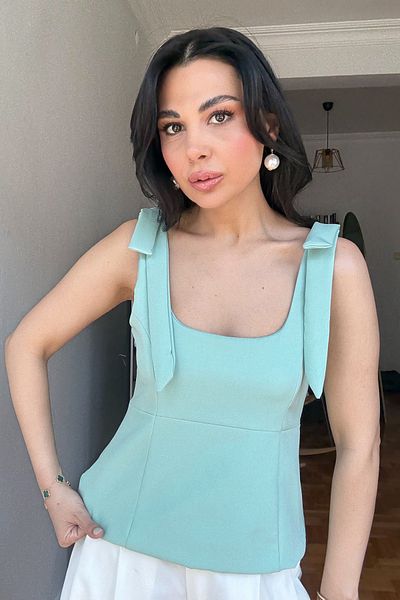 Seda Yalçın Atelier Mint Green Zr Model Bow Blouse