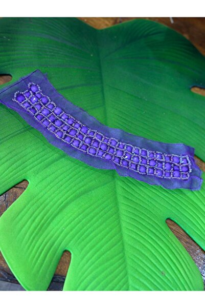 Gönülden Tasarım LJUBIČASTA OGRACICA SA PERLAMA, DODATAK ZA ODEĆU, 28 CM