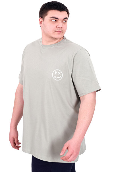 ModeXL Ανδρικό μπλουζάκι με λαιμόκοψη μεγάλου μεγέθους XL GREAT U25024 Çağla