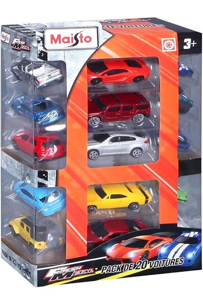 Maisto Fresh Metal 20-Pack – Die-Cast Assorted Cars and Trucks Collectible Vehicle Gift Set