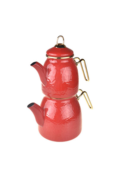 Bambum Taşev Sultan-Rölyefli Çaydanlık Takımı Kırmızı