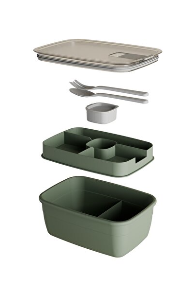 Citim Silicone Lid Vacuum Spoon Forked Sauce Bowl Compartment Lunch Box - 2 Layer Lunch Box - Lunch Box