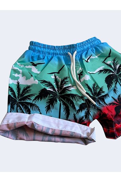 patriko tekstil Îmbrăcăminte de plajă pentru băieți, pantaloni scurți de baie, model cu palmier, cumpărăți mărimea 1 mare
