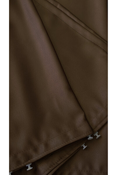 Yuka Blackout Light Proof Background Curtain Brown Color Single Wing Foldless 100% Blackout Sunshade