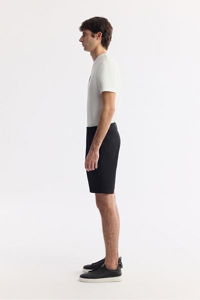 Avva Men's Black Seersucker Chino Shorts with Elastic Sides A51Y3730