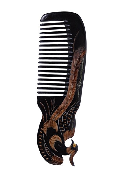 Eser Sahibinin Kendi Yayını Doğal Kemik Tarak Saplı Kuş Motifli Boynuz