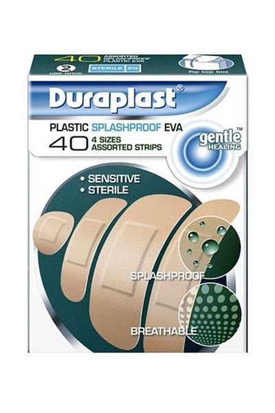 duraplast Plastic Splashproof Eva Bandage 40 Strips, 4 Sizes