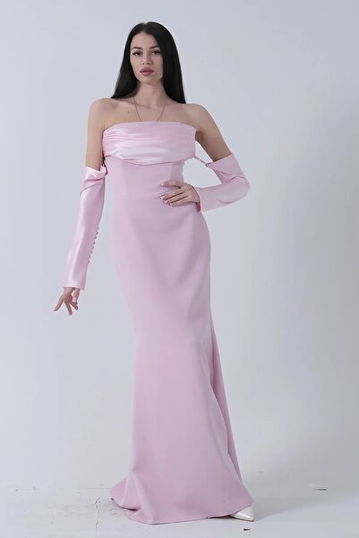 WeekJack Kadın Drapeli Düğme Detaylı Uzun Abiye 5019705361