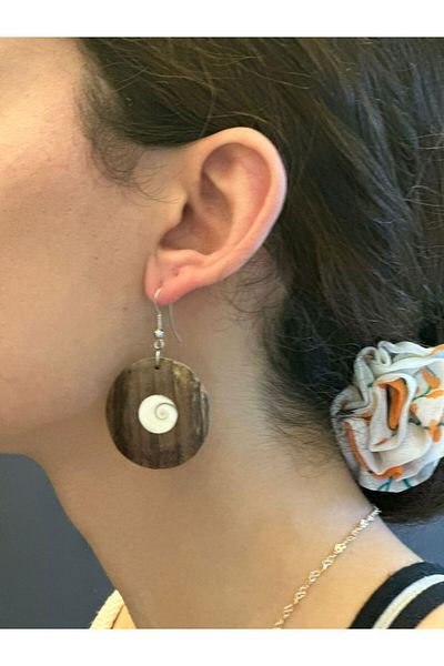Gönülden Tasarım Bamboo Patterned Women's Earrings Diameter 3 cm