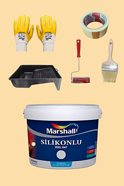 Marshall 5'li Set Silikonlu Özel Mat Duvar Boyası Sabah Güneşi 50 Çeşit Renk ...