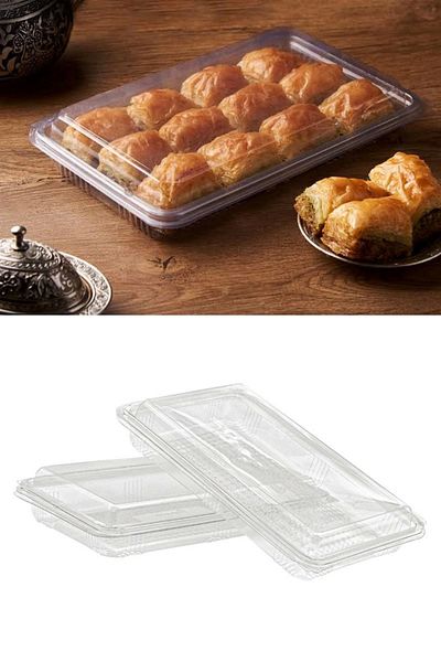 YOK YOK AMBALAJ Plastic Lid Leakproof Baklava Container Storage Box 1000Cc 25 Pieces