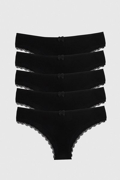 Nicoletta Women's Panties 5 Pack Brazillian Black