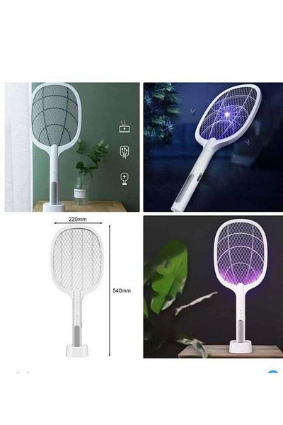 DLC Hand-held electric fly swatter, mosquito killer lamp, rechargeable with USB port
