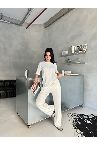 orjinal blue b Striped Stone Bottom Top Set