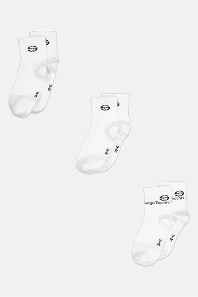 Sergio Tacchini Women 3 Pair Brand Logo Ankle Socks, White