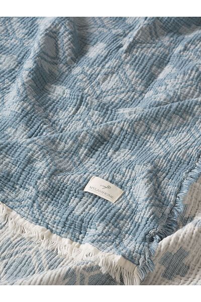 MYLASA HOME Muslin 4 Layer Aztec Patterned (Jacquard) Double Bedspread-Summer Pique 220X240Cm