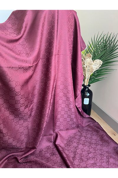 VaVscarfs Vs Pattern Cotton Jacquard Shawl Claret Red