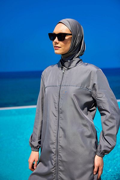 A Andalus Water Repellent Elastic Sleeve Full Covered Hijab Swimsuit A2501-3