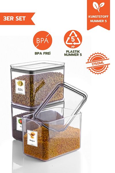 Ginza Maison 1.75 Lt Rectangular Storage Container With Lid 3 Pieces