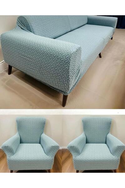 Home Desenli Geçirmeli Koltuk Örtü Seti 3+3+1+1