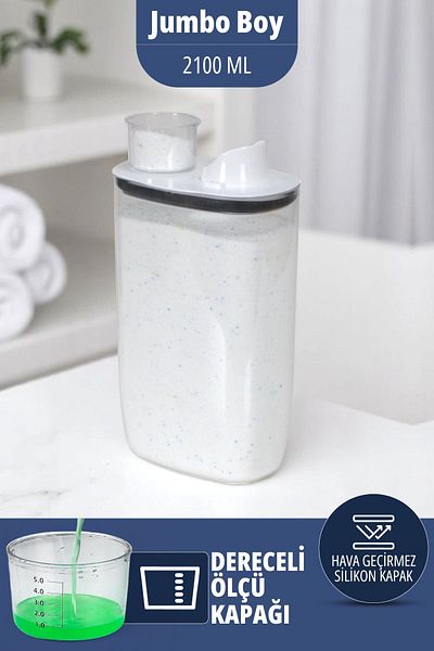 İronika Silicone Lid Scale Powder Liquid Tablet Detergent Storage Container Box 2100 ml