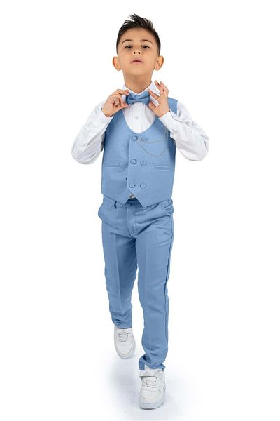 ŞEYMA BUTİK Boy's Vest, Pants, Shirt, Bow Tie and Chain Tuxedo Suit Sym0272
