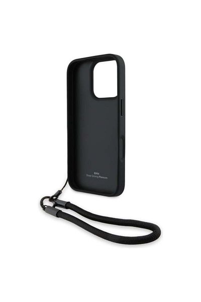 BMW IPhone 16 Pro Max Case, Signature Leather Wordmark Cord, BMW - Matte Black