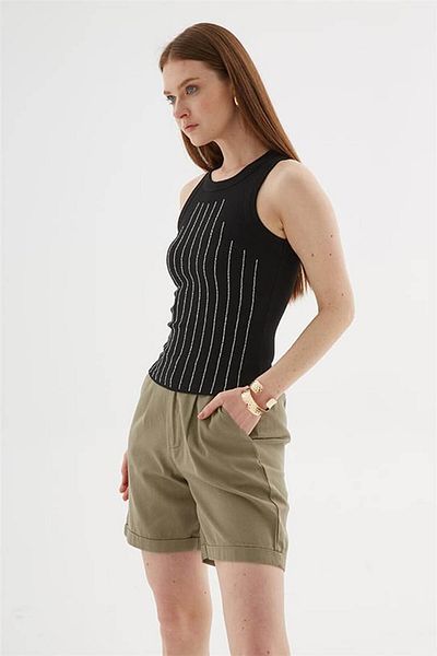 Fashion Friends Stoned Black Women's Sleeveless T-Shirt 25Y0518K1