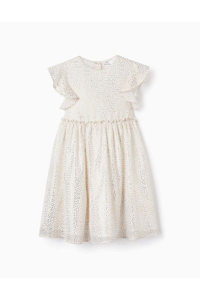 Ziddy Ceremony Dress for Girls, White/Gold