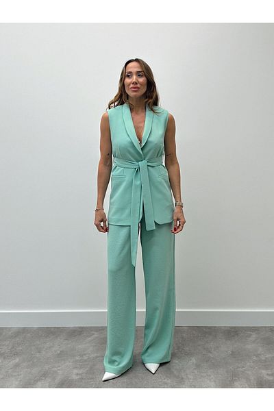 Maldia Shop Set de pantaloni Palazzo cu vestă cu curea Mila pentru damă