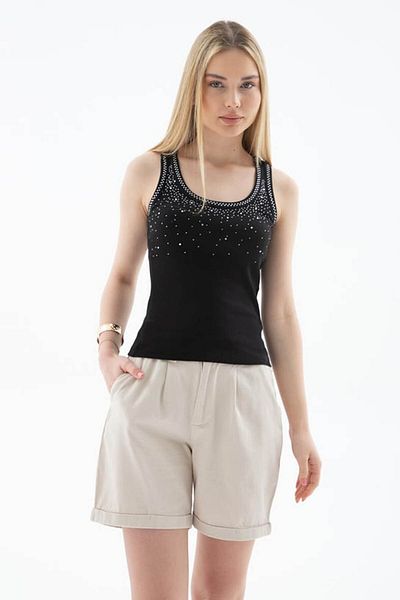 Fashion Friends Stoned Black Women's Sleeveless T-Shirt 25Y0486K1