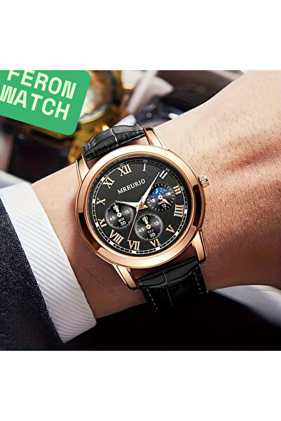 Feron accessories Men's Wristwatch Set Leather Band Analog Classic Watch with...