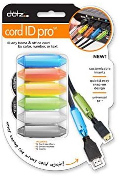 DOTZ Cord ID Pro Cord and Cable Identification System, 12 Count, Assorted Colors (DCI171M-C)