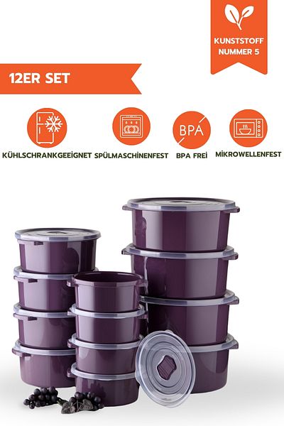Ginza Maison 12 Piece Round Microwave Bowl / Purple